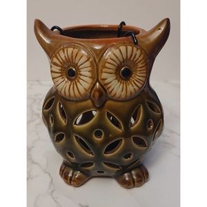 Ceramic Owl Tealight Candle Holder Lantern 6 inch